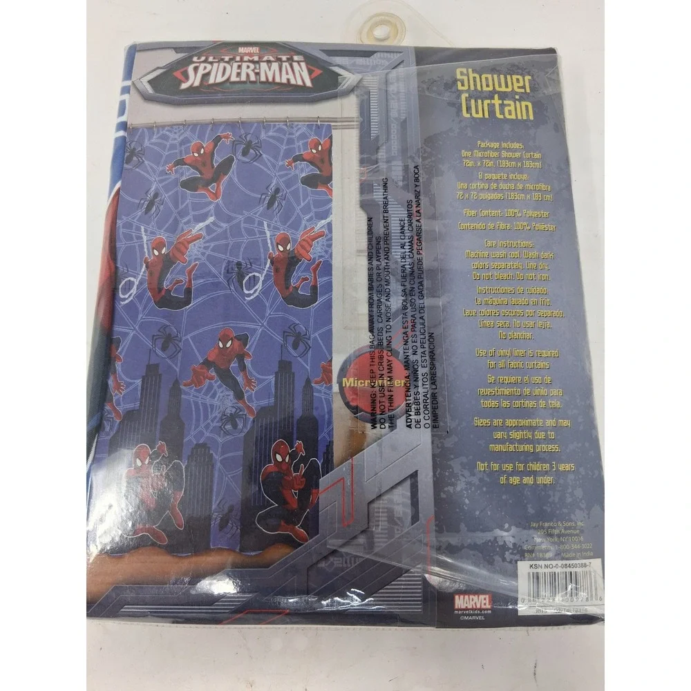 Marvel Ultimate Spider-Man Microfiber Shower Curtain Blue 72x72 New
